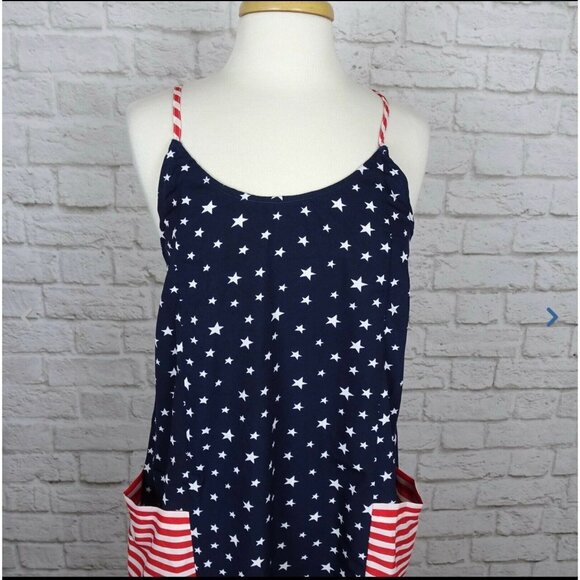 America & Beyond Americana Cover-up Dress Swimwear Beach Stars Size M - Picture 3 of 11